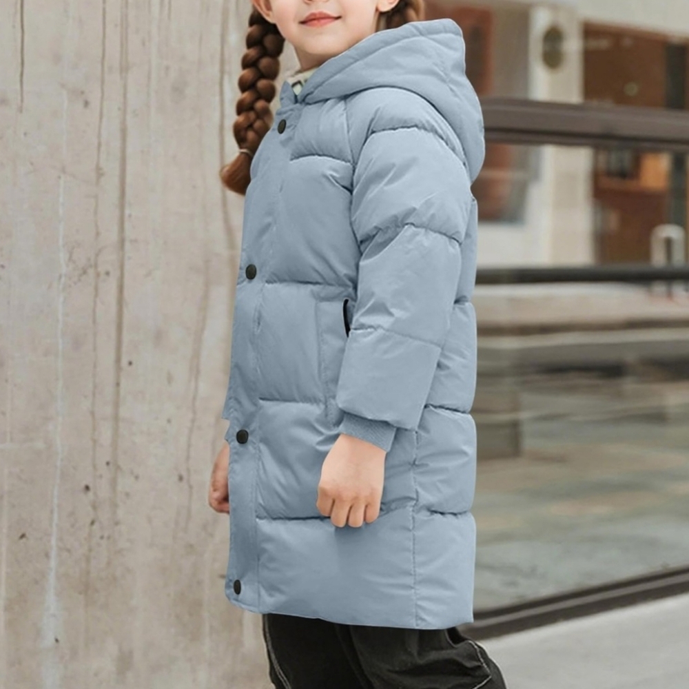 Girls Winter Coats Heavyweight Thicken Long Puffer Jacket Zip Up Quilted Outwear